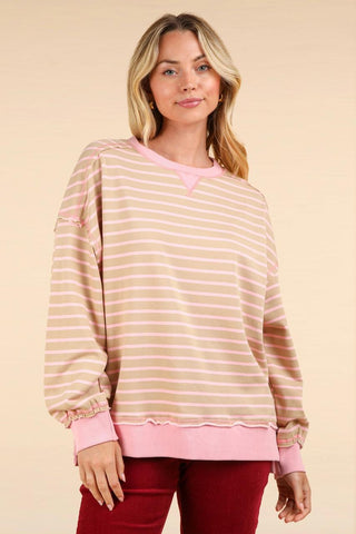 Brittany Beige / Pink Striped Top