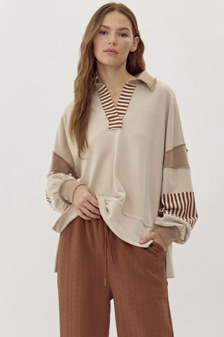 Cassidy Pullover Top - Taupe