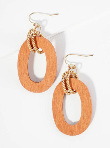 Wood Oval Earrings