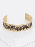 Scenic Mountain Engraved Metal Cuff Bracelet