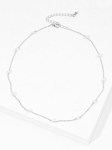 Dainty Pearl White Gold Dipped Necklace