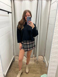 Into Fall Gray/Red/Black Plaid Skort