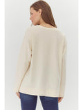 Flower Patched Cream Pullover Top