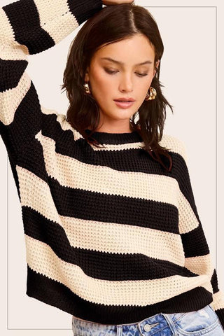 Marissa Striped Sweater - Black