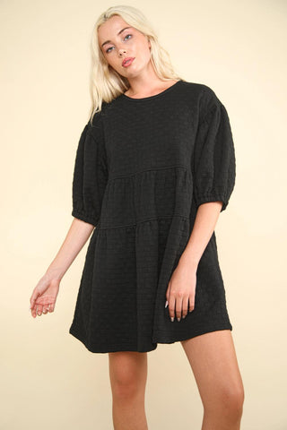 Brianna Black Puff Sleeve Mini Dress