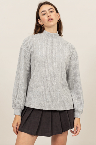 Mallory Sweater Top - Gray