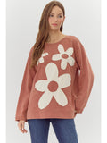 Flower Patched Brick Pullover Top