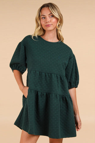 Brianna Forest Puff Sleeve Mini Dress