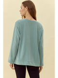 Flower Patched Sage Pullover Top