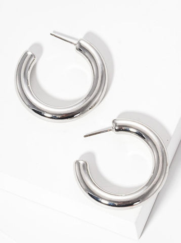 Rhodium Hoops