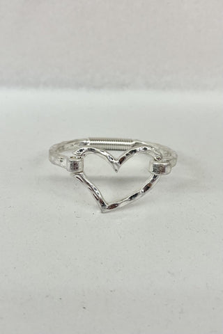 Thick Hammered Heart Bangle