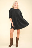 Brianna Black Puff Sleeve Mini Dress