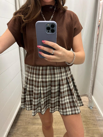 School Girl Skirt - Brown Plaid