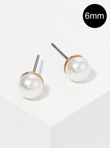 6mm Glass Pearl Earrings