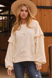 Cream Bow Embellished Sweatshirt