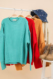 Chunky Braid Sweater - Teal