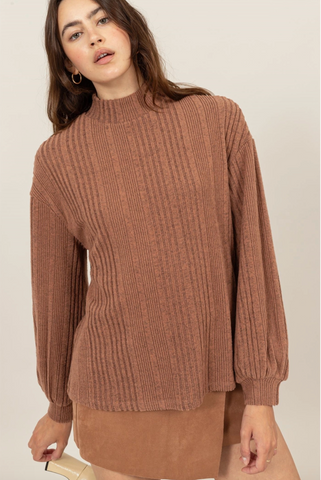 Mallory Sweater Top - Mocha