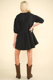 Brianna Black Puff Sleeve Mini Dress