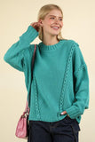 Chunky Braid Sweater - Teal